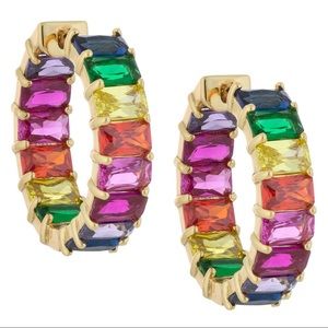 Baguette hoop rainbow earrings,rainbow hoop earrin